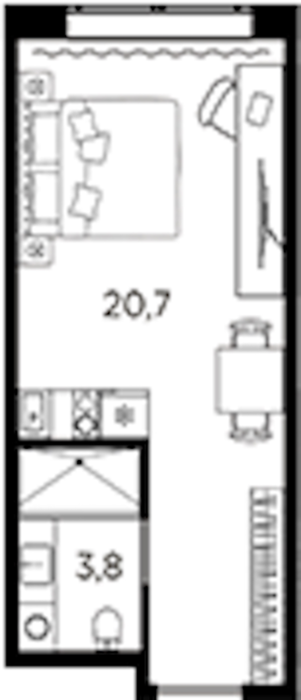Квартира студия 24.5 м², 9/13 эт., ЖК «AVENIR Industrial»